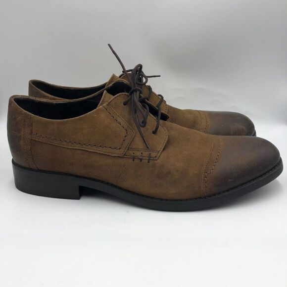 Clarks Men's Brown Leather Cap Toe Lace Up Oxford Shoes Size 12M - Picture 4 of 12